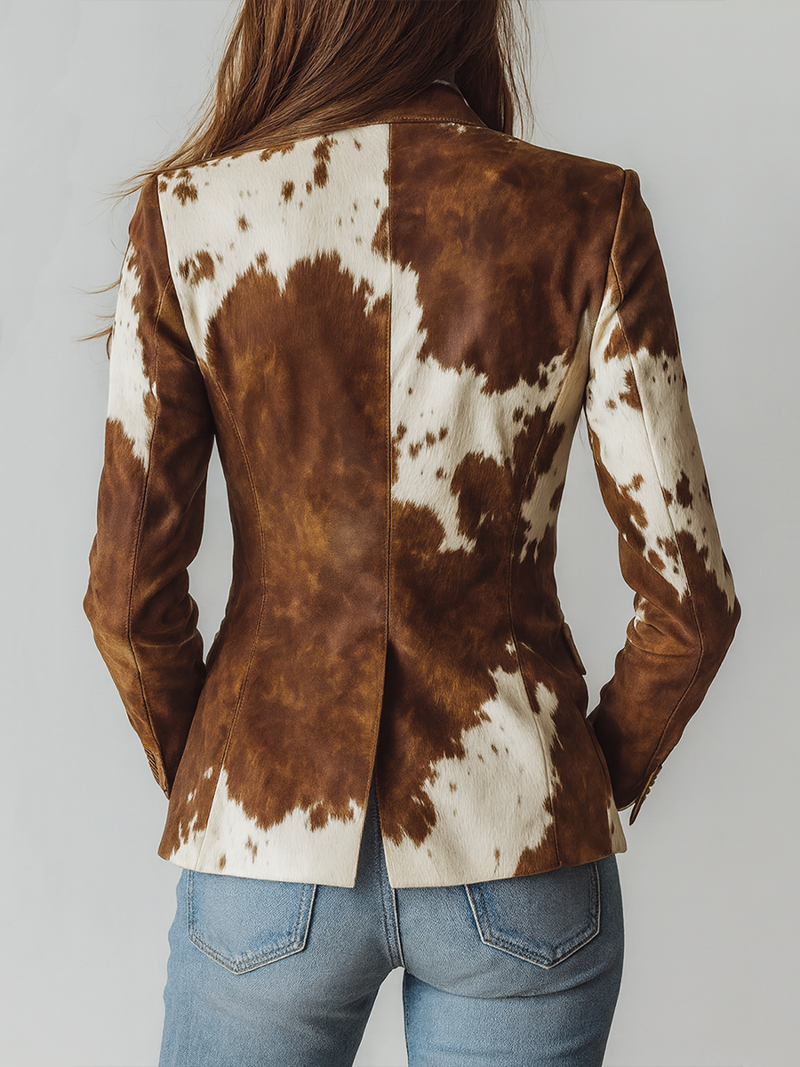 Alessia | Vintage Cow Print Blazer