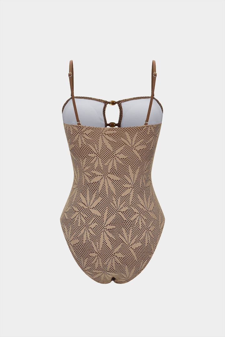 Beaded Backless Slip One-Piece Swimsuit
