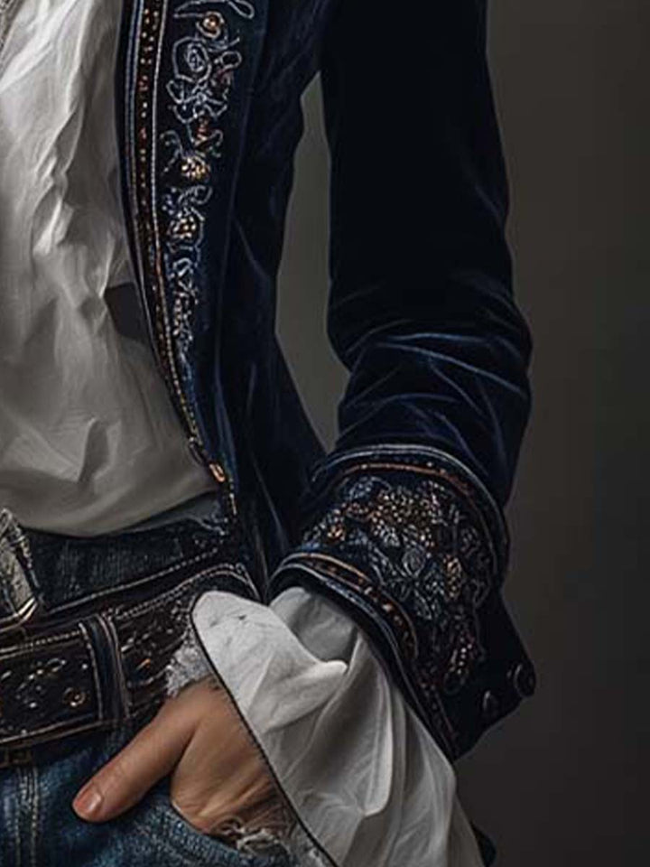 Chiara | Long Embroidered Vintage Jacket