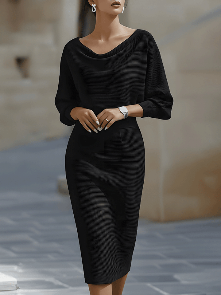 Lydia | Draped Batwing-Sleeve Midi Dress