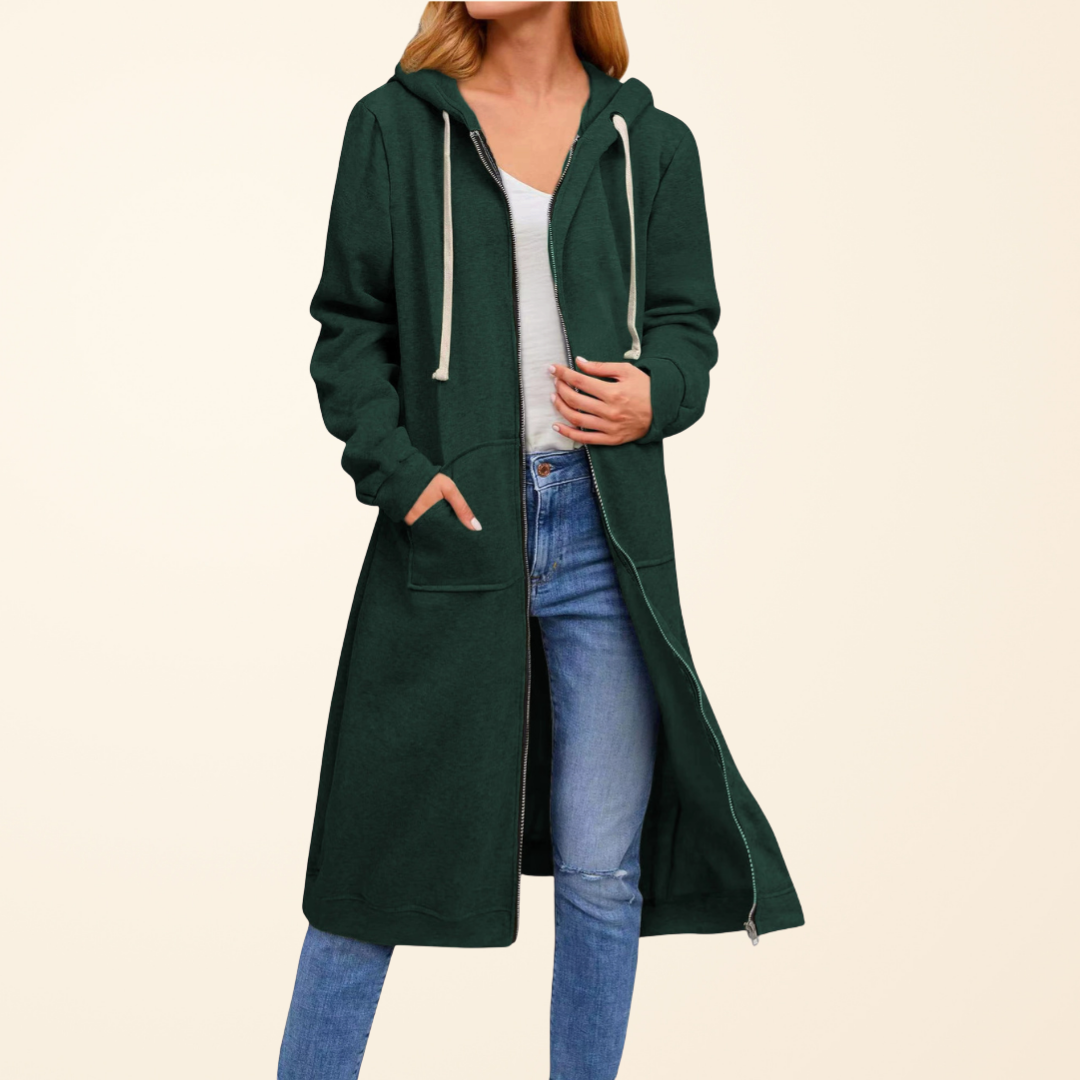 Élodie | Relaxed Zip-Up Longline Cardigan.