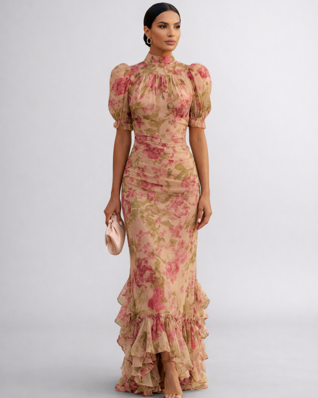 Rosario Floral Chiffon Long Dress