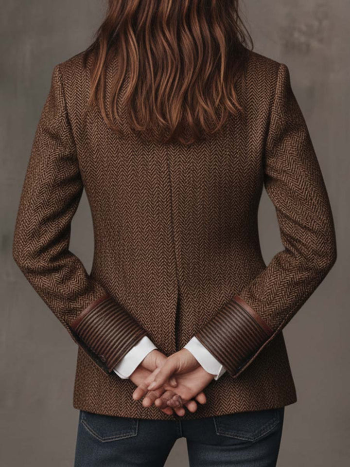 Francesca | Herringbone Blazer with Printed Inserts