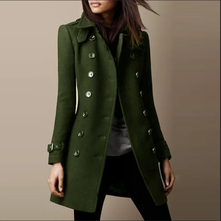Danielle | Elegant Double Breasted Longline Trench Coat