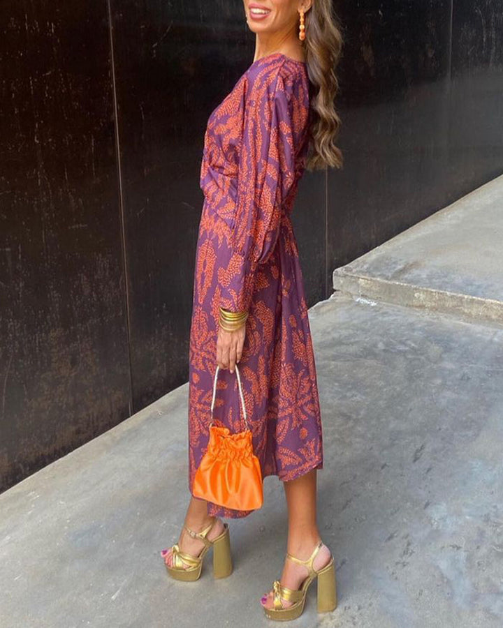Celeste Floral Midi Dress - Purple