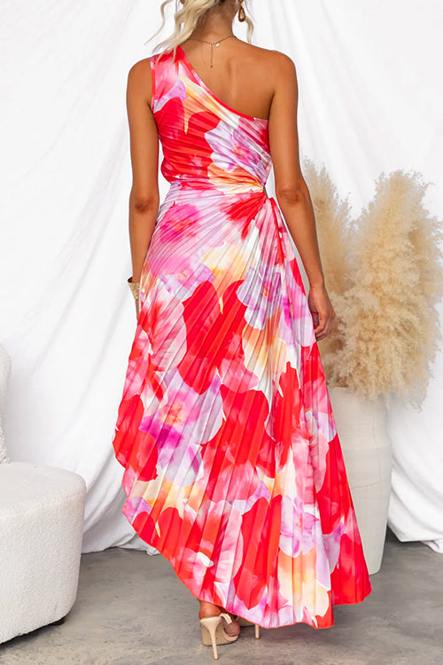 Yanira Pleated One-Shoulder Dress
