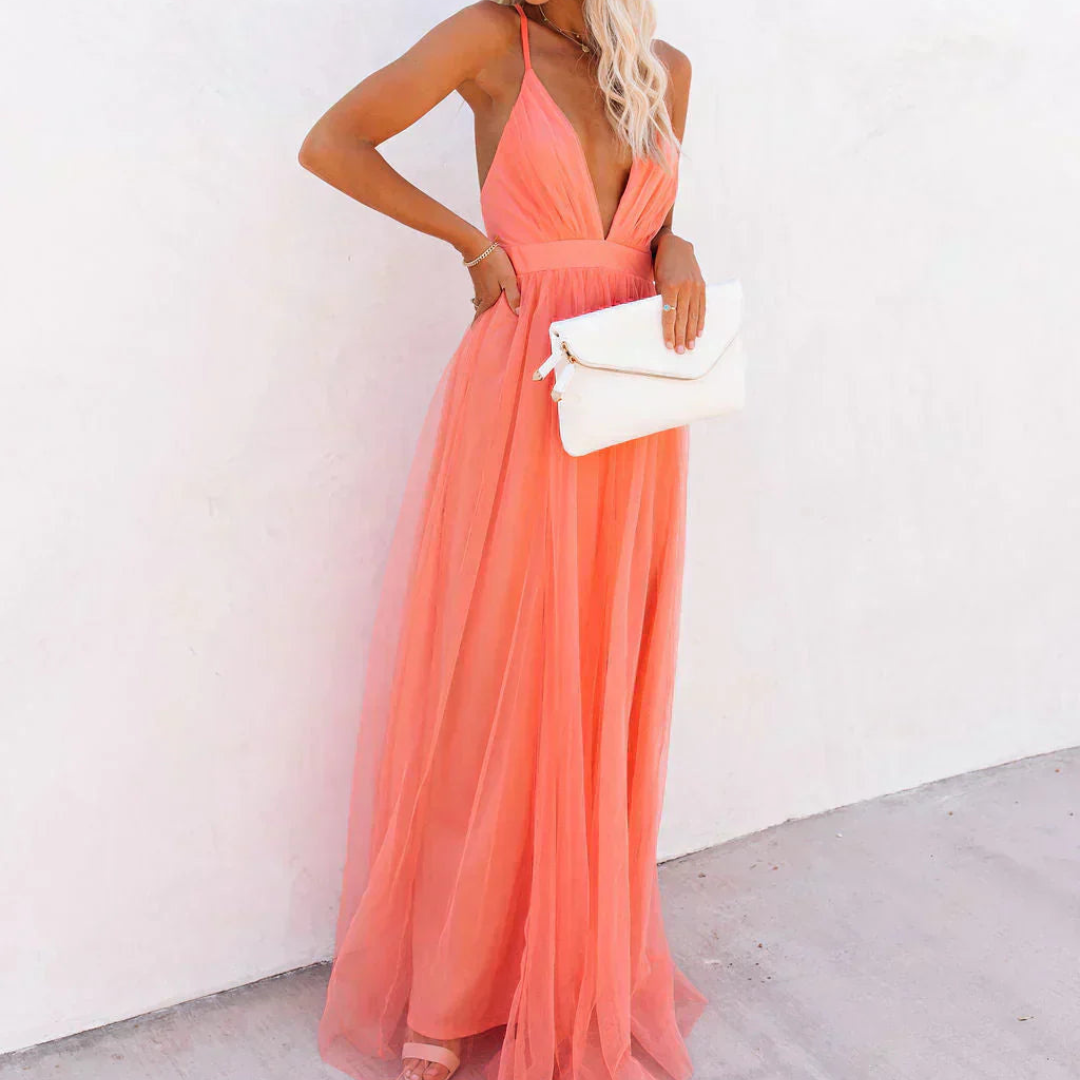 Ginevra Coral Light Maxi Dress
