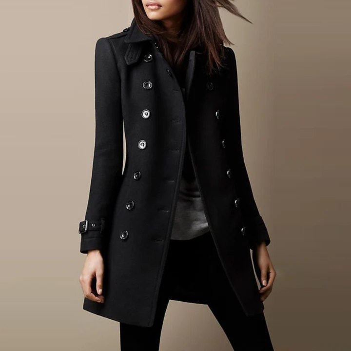 Danielle | Elegant Double Breasted Longline Trench Coat