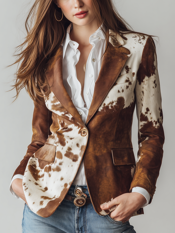 Alessia | Vintage Cow Print Blazer