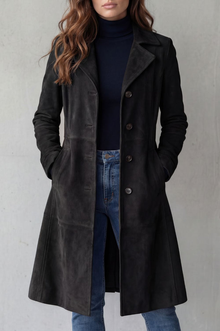 Disa | Vintage Suede-Finish Long Coat
