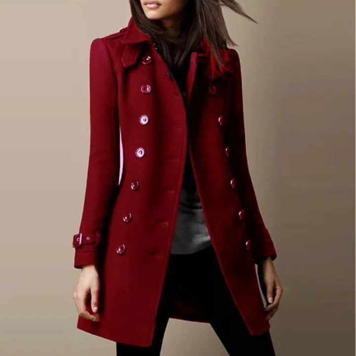 Danielle | Elegant Double Breasted Longline Trench Coat