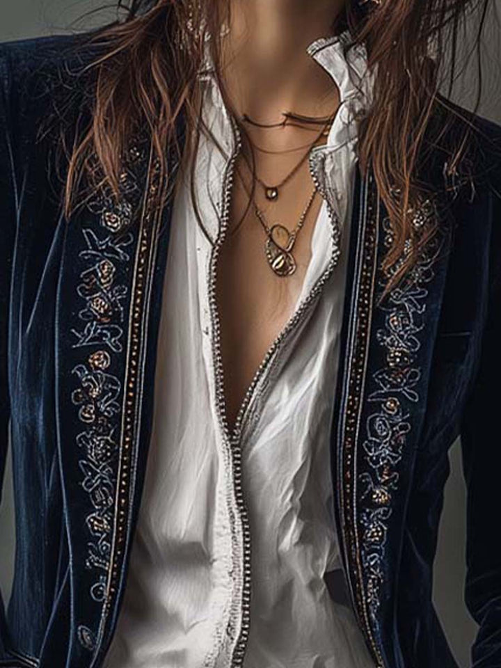 Chiara | Long Embroidered Vintage Jacket
