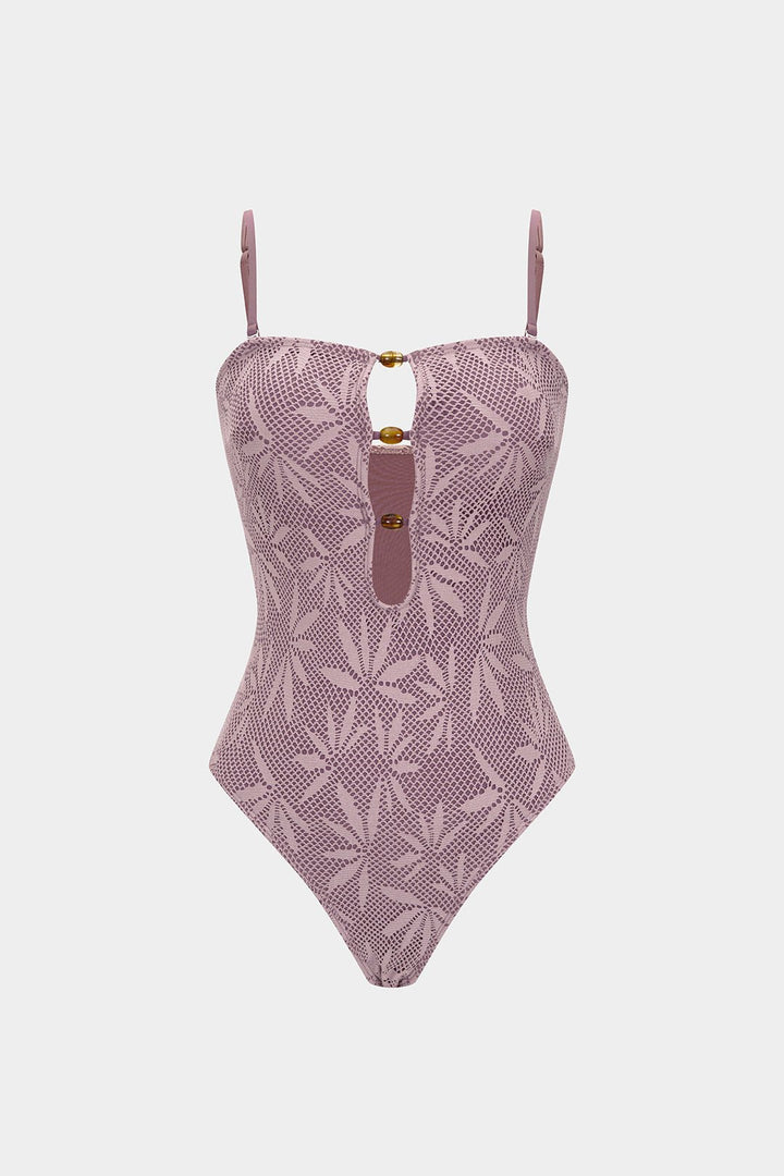 Beaded Backless Slip One-Piece Swimsuit