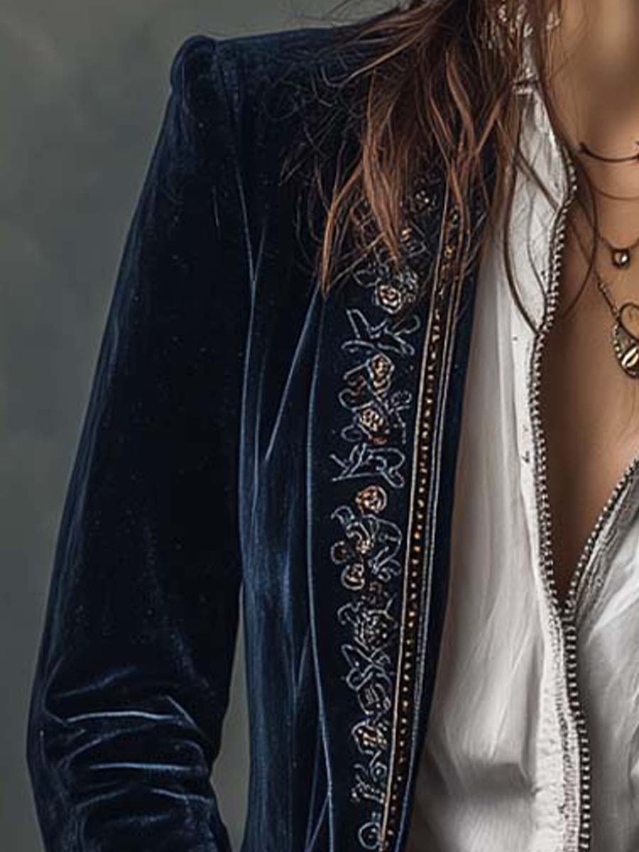 Chiara | Long Embroidered Vintage Jacket