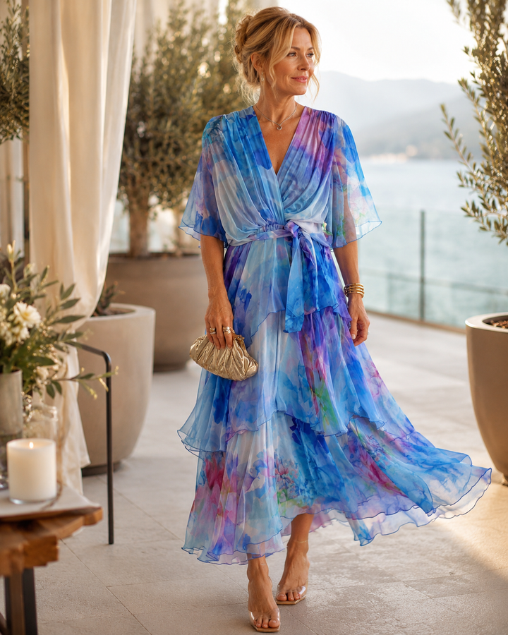 Mary Elegant Dress - Blue