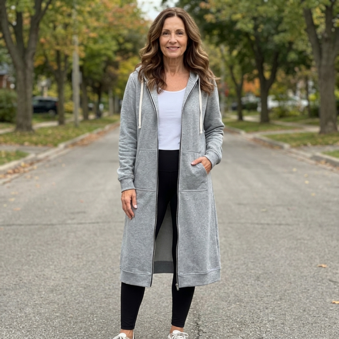 Élodie | Relaxed Zip-Up Longline Cardigan.