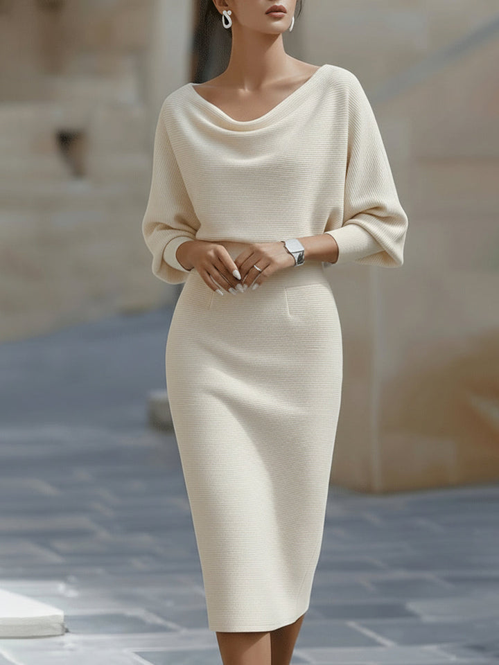 Lydia | Draped Batwing-Sleeve Midi Dress