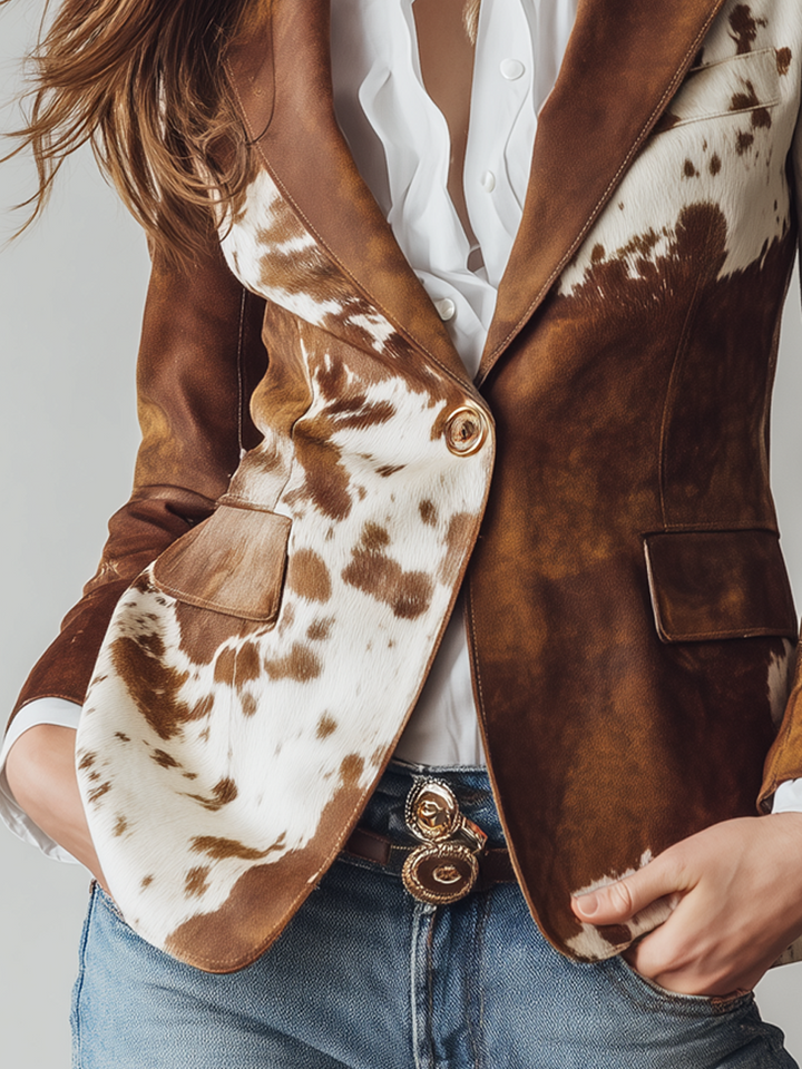 Alessia | Vintage Cow Print Blazer