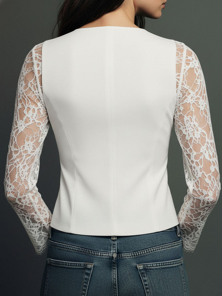Vittoria | Blazer with Semi-Sheer Lace Sleeves