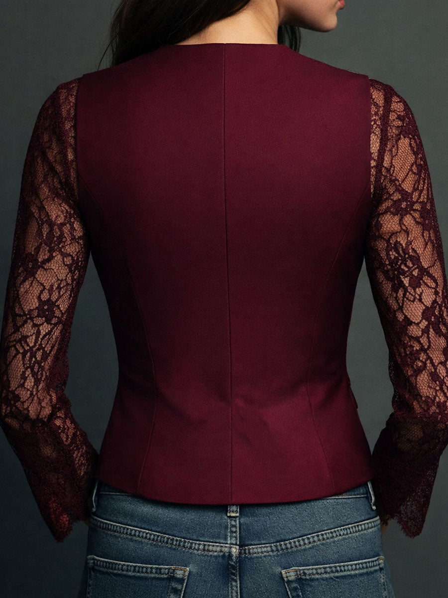 Vittoria | Blazer with Semi-Sheer Lace Sleeves