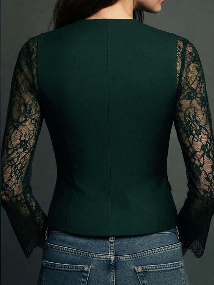 Vittoria | Blazer with Semi-Sheer Lace Sleeves