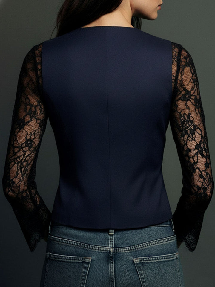 Vittoria | Blazer with Semi-Sheer Lace Sleeves