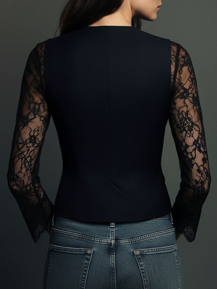 Vittoria | Blazer with Semi-Sheer Lace Sleeves