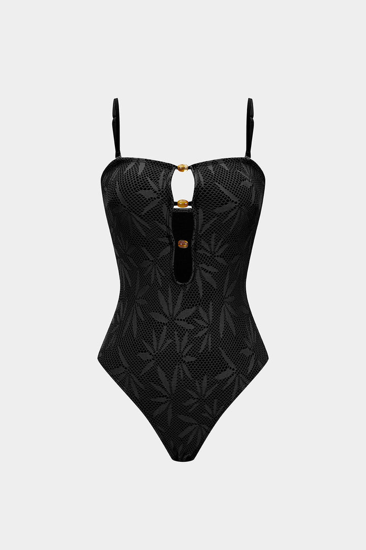 Beaded Backless Slip One-Piece Swimsuit