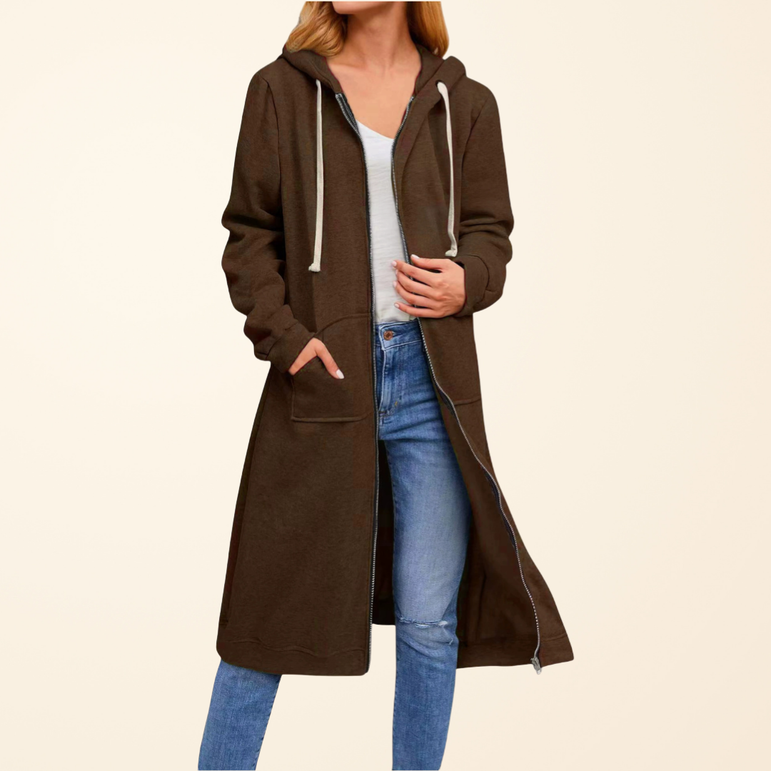 Élodie | Relaxed Zip-Up Longline Cardigan.