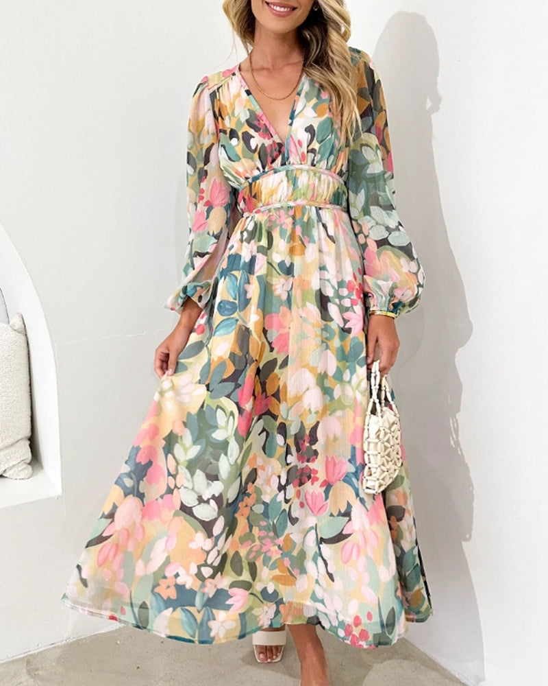 Celine Floral Print Dress - Green