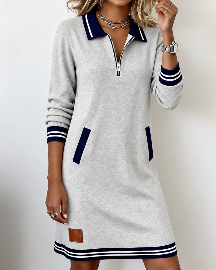Dorellia | Casual Long Sleeve Dress With Zip Closure
