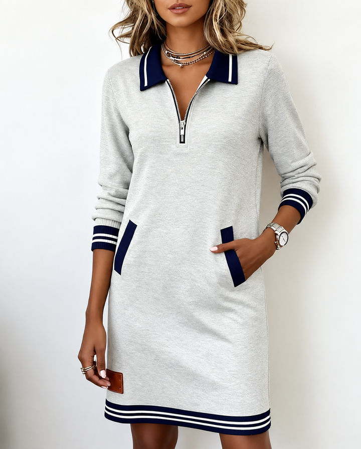 Dorellia | Casual Long Sleeve Dress With Zip Closure