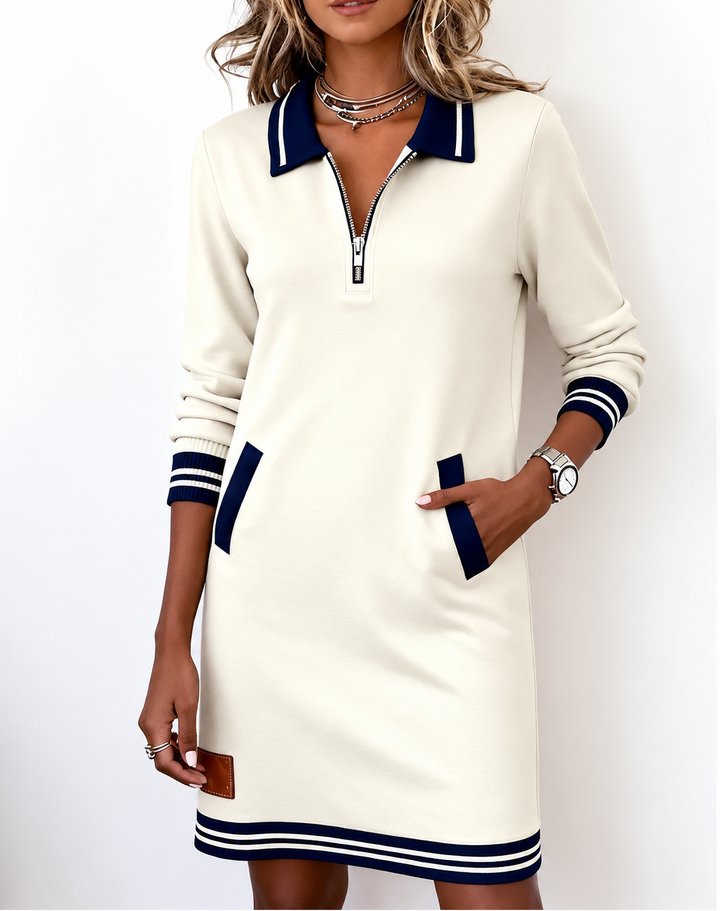 Dorellia | Casual Long Sleeve Dress With Zip Closure