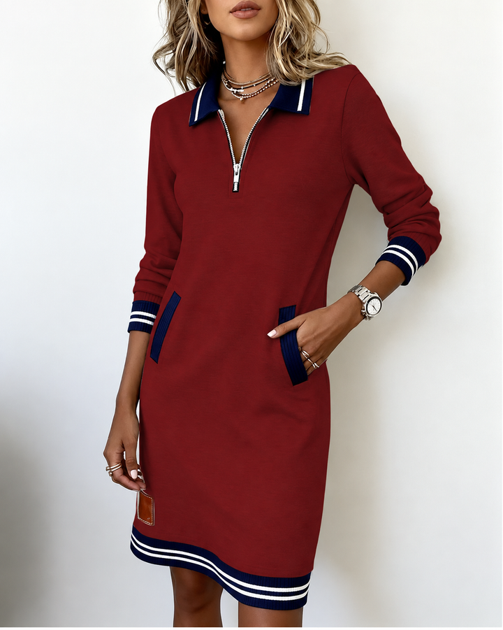 Dorellia | Casual Long Sleeve Dress With Zip Closure