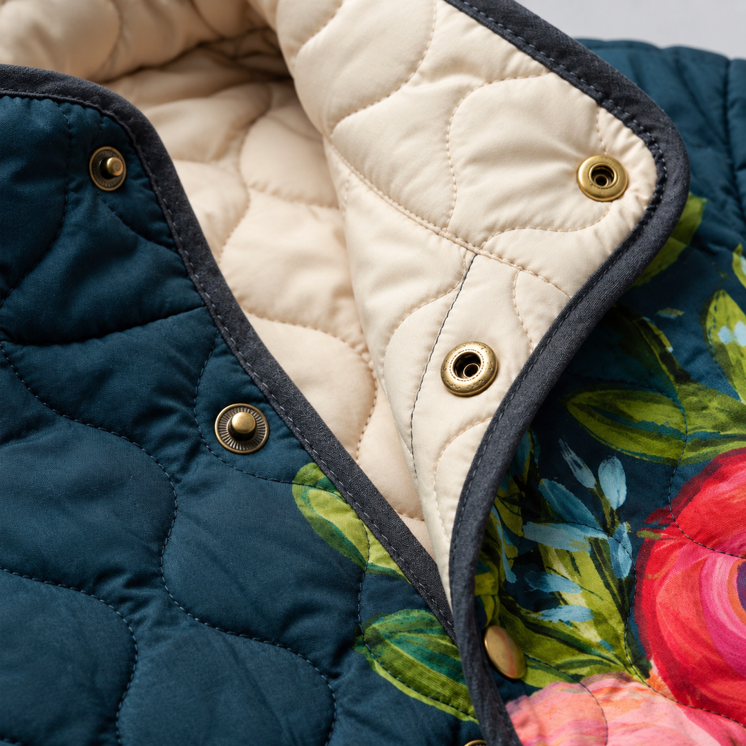 Amaya | Vintage Floral Print Quilted Jacket
