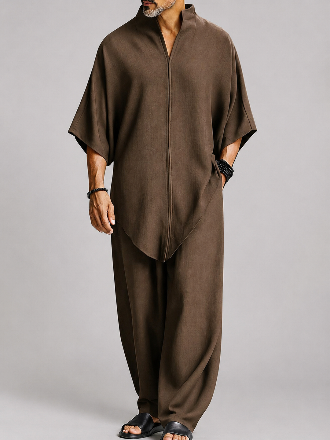 Minimalist Relaxed-Fit Asymmetrical Hem Two-Piece Set