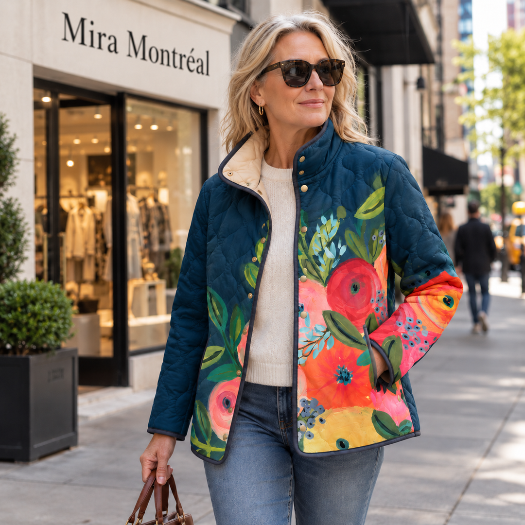 Amaya | Vintage Floral Print Quilted Jacket