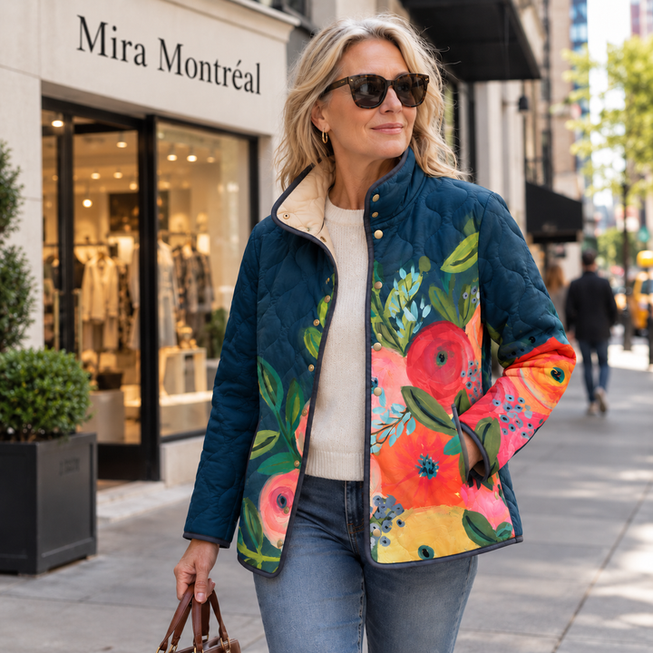 Amaya | Vintage Floral Print Quilted Jacket