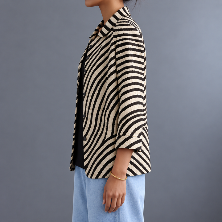 Roxy | Striped Open-Front Blazer