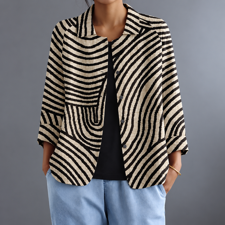 Roxy | Striped Open-Front Blazer