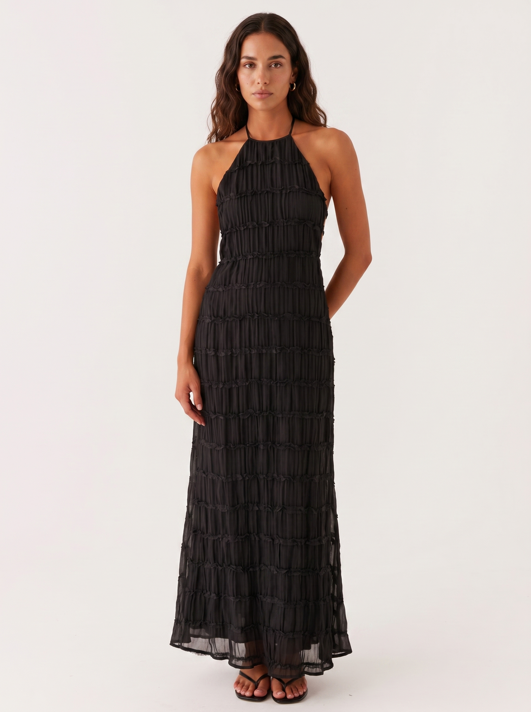 Angela Summer Long Dress - Black