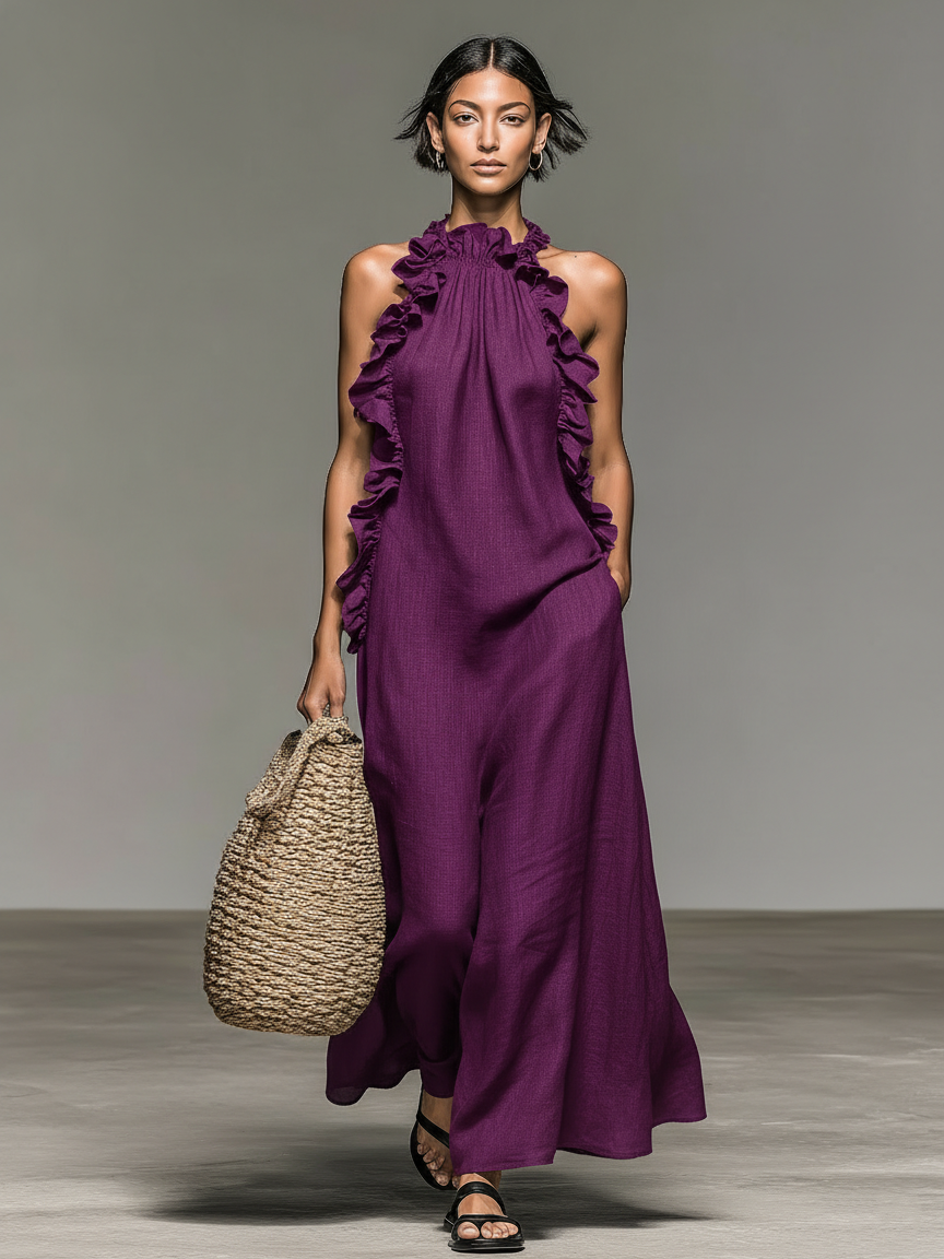Lua Ruffle Maxi Dress - Purple