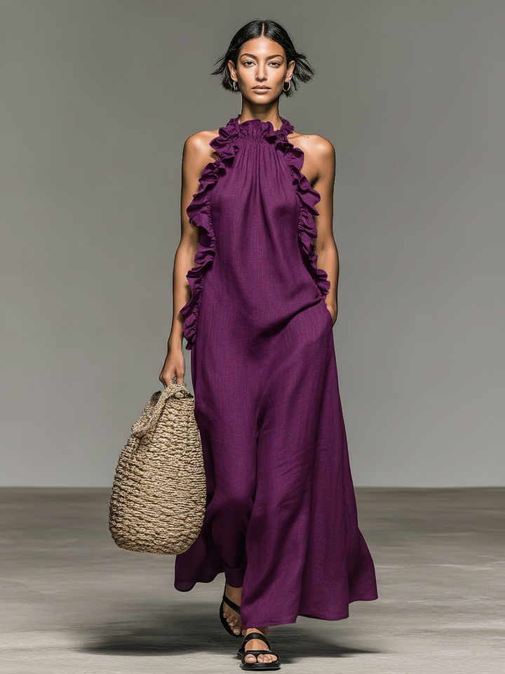 Lua Ruffle Maxi Dress - Purple