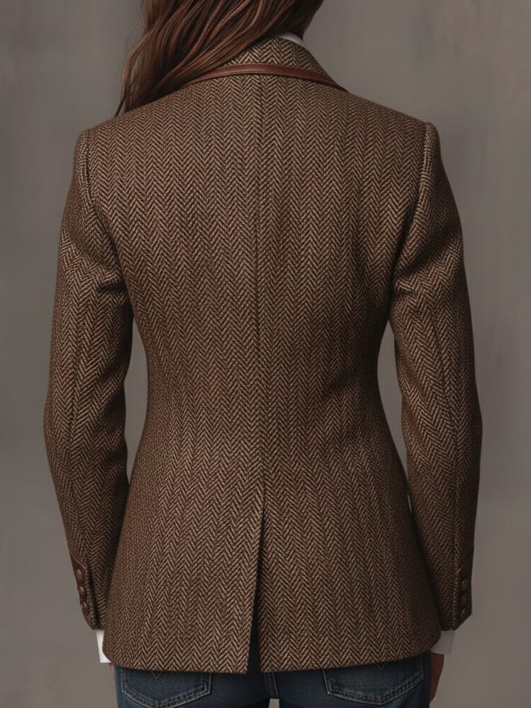 Francesca | Herringbone Blazer with Printed Inserts