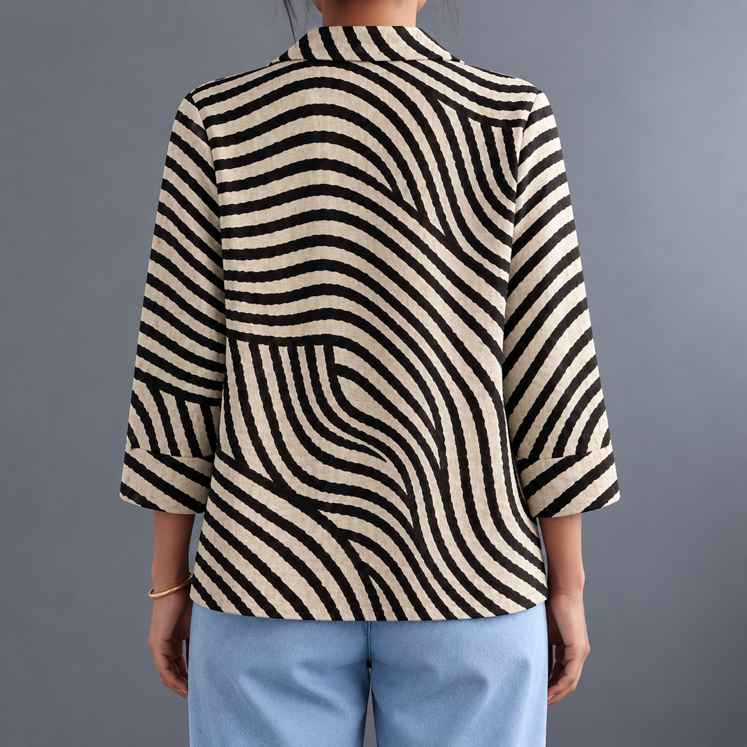 Roxy | Striped Open-Front Blazer