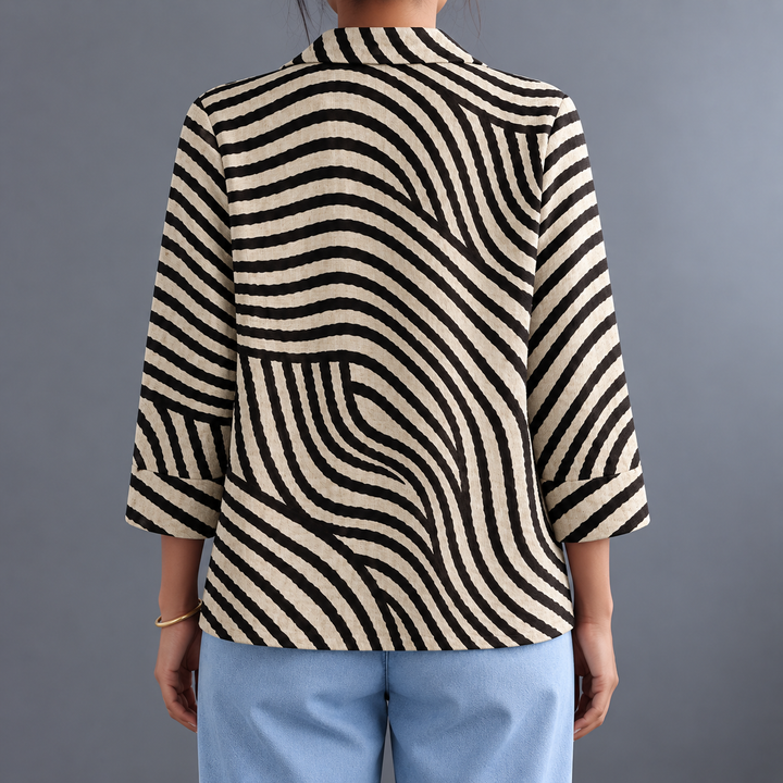 Roxy | Striped Open-Front Blazer