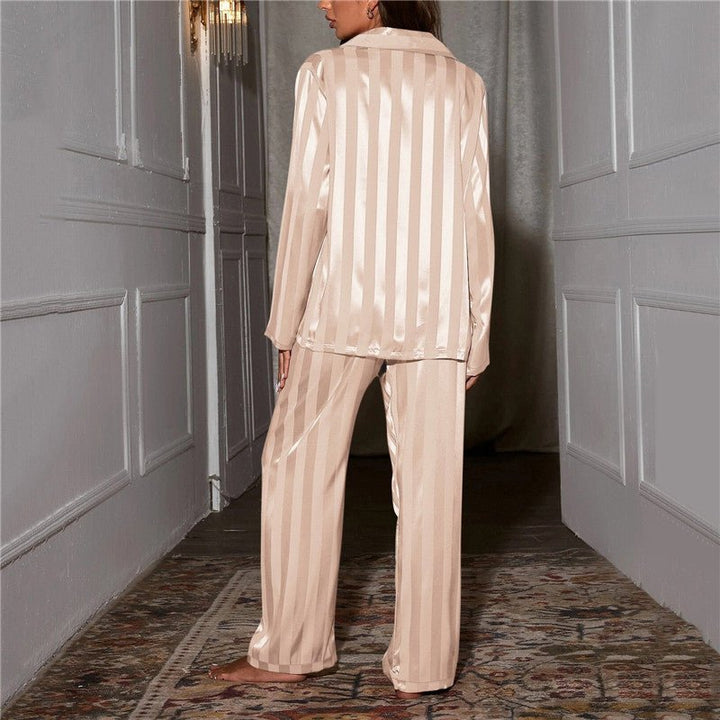 Luxe Satin Pyjama Set | Striped Design | Relaxed Fit