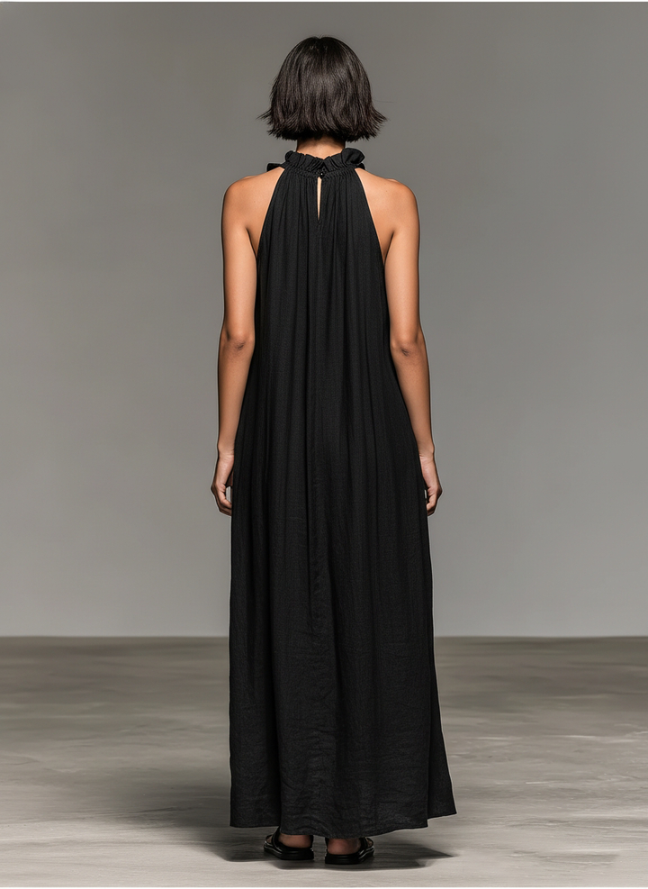 Lua Ruffle Maxi Dress - Black detail