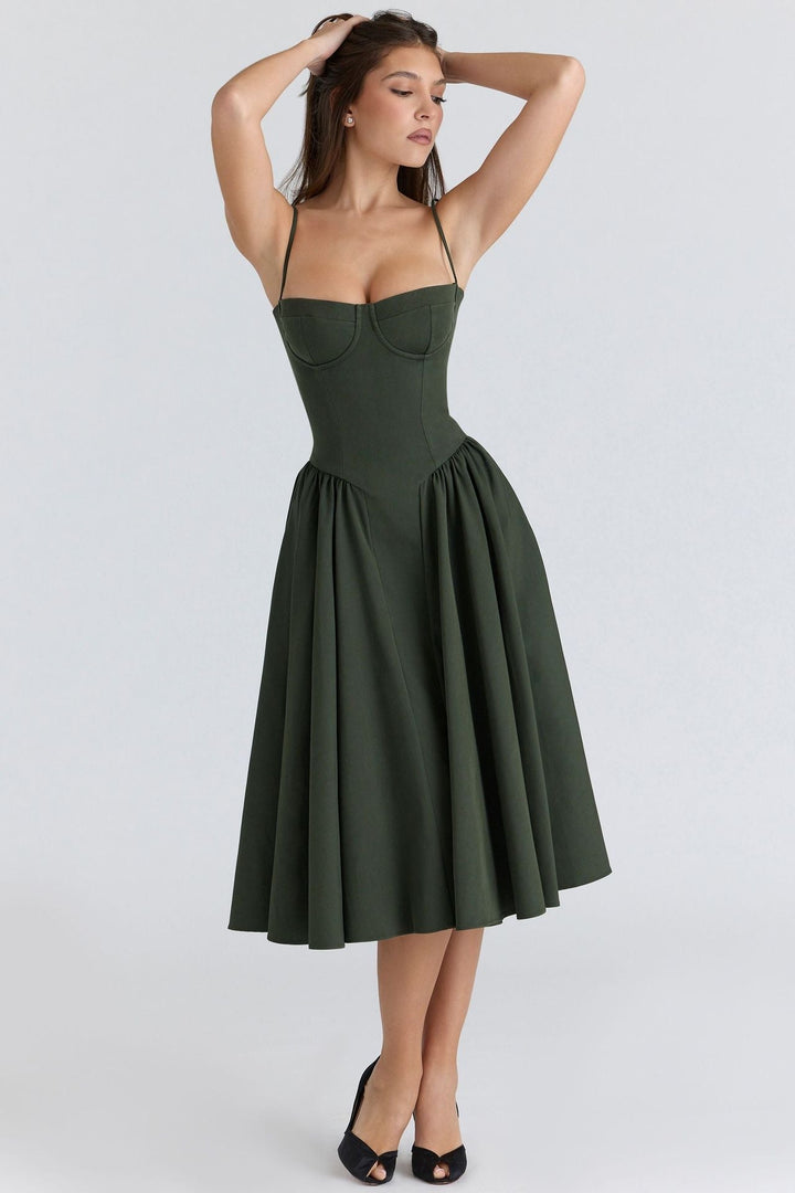Roma Corset Dress - Dark Green