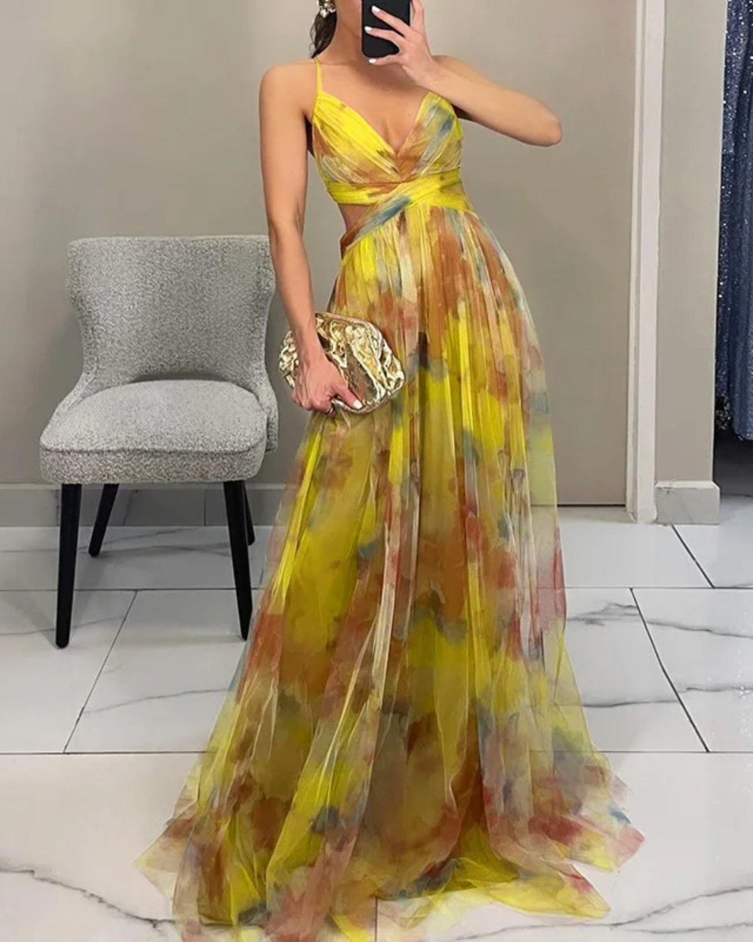 Giselle Floral Maxi Dress - Yellow
